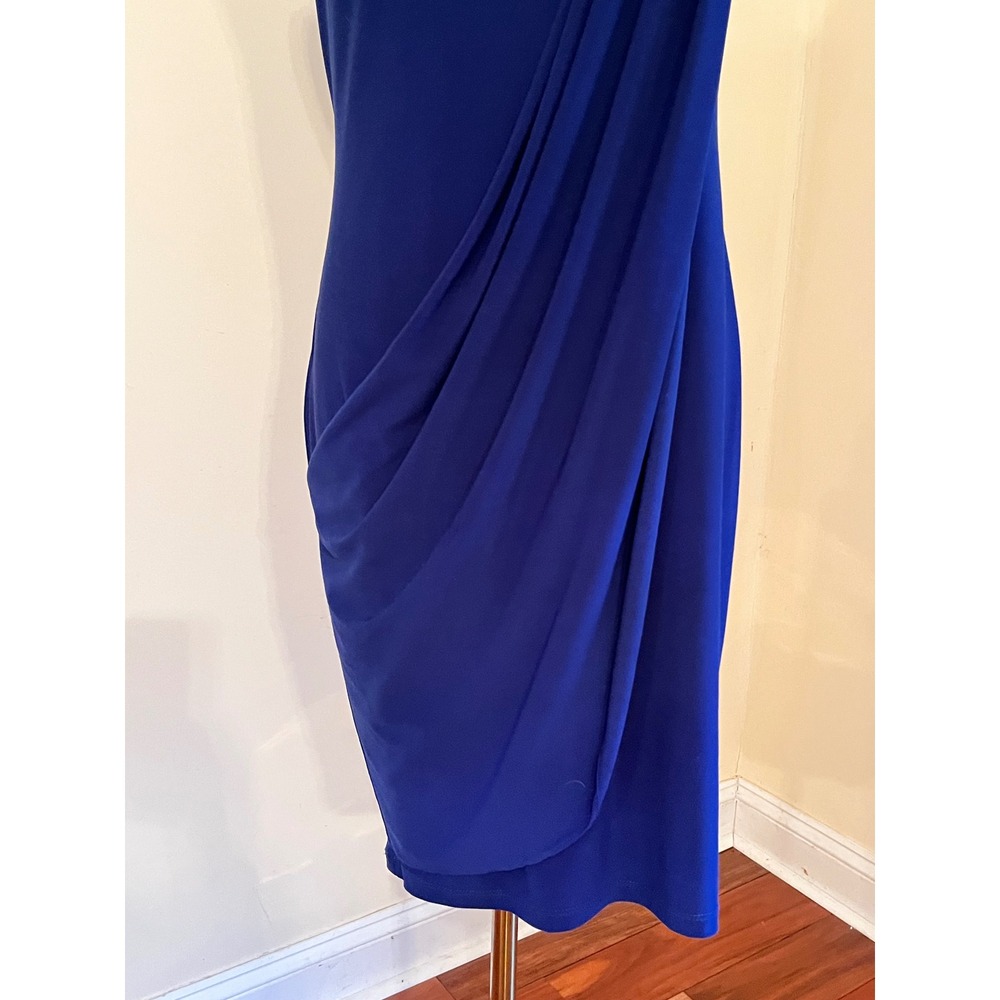 Betsy & Adam Royal Blue Rhinestone Detail Draped Cocktail Dress Size 6 - Picture 6 of 8